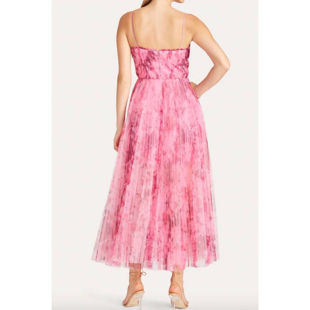 NEW MONIQUE LHUILLIER sleeveless tulle maxi dress in superimposed flora - Picture 4 of 4
